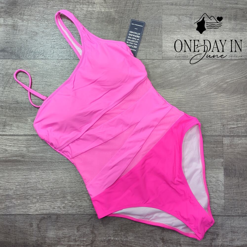 Blooming Jelly One Shoulder Mesh Cut Out One Piece Swimsuit Size S